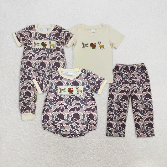 RTS NO MOQ baby boys clothes embroidery turkey short sleeve pants sets short sleeve Rompers Clothes Sets