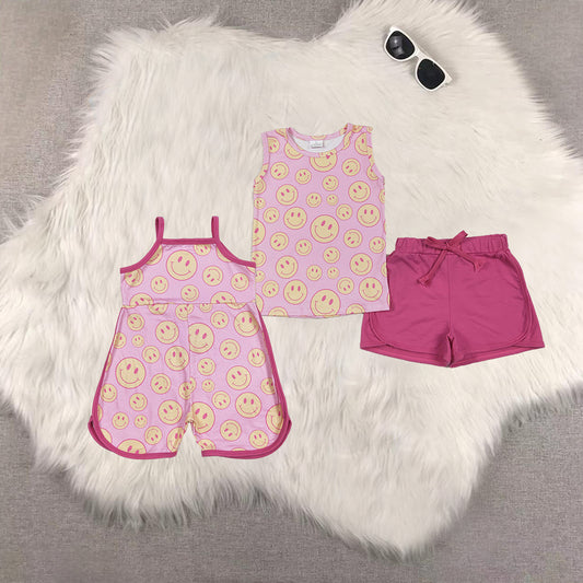 Sibling Baby Girls clothes smiley Summer Sibling Sister Clothes Sets jumpsuit