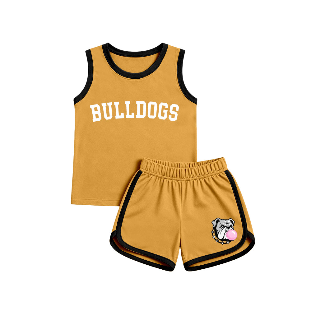 custom moq 5 mix size XY071702 Baby Kids Letter Printed Sleeveless Tank Top Elastic Waist Shorts Team Set