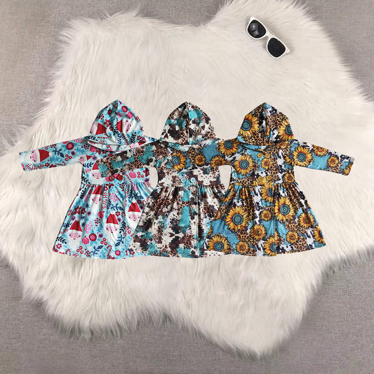 RTS NO MOQ Sibling baby girls clothes floral Hooded Long Sleeve top