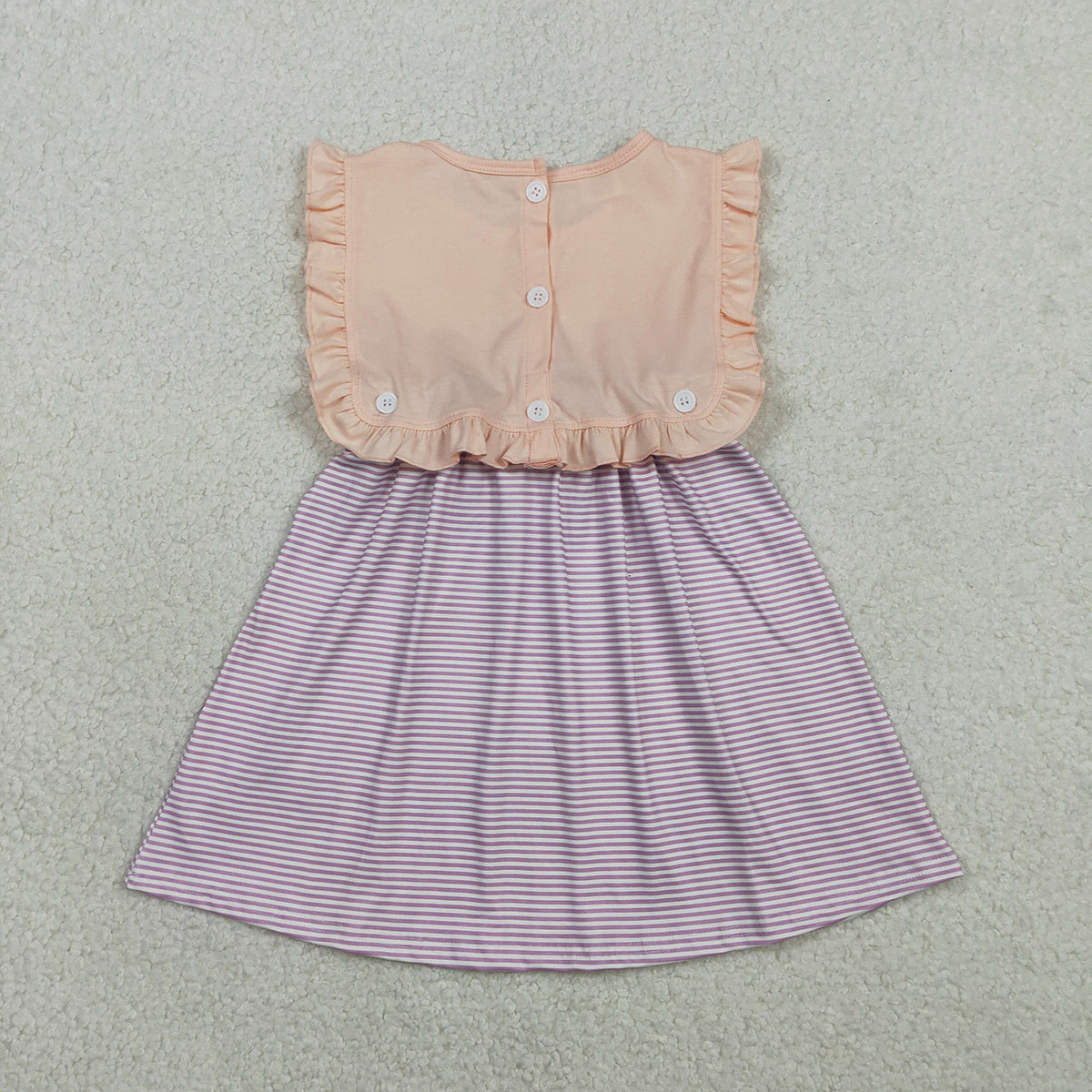 RTS NO MOQ GSD3559 Baby Girls Sleeveless Lavender Stripe Dress with Buttons Knee-Length Casual Summer Dress for Infants