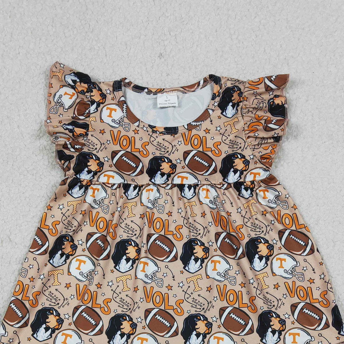 RTS NO MOQ GSD3703 Baby Girls Knee-Length Dress Football Team