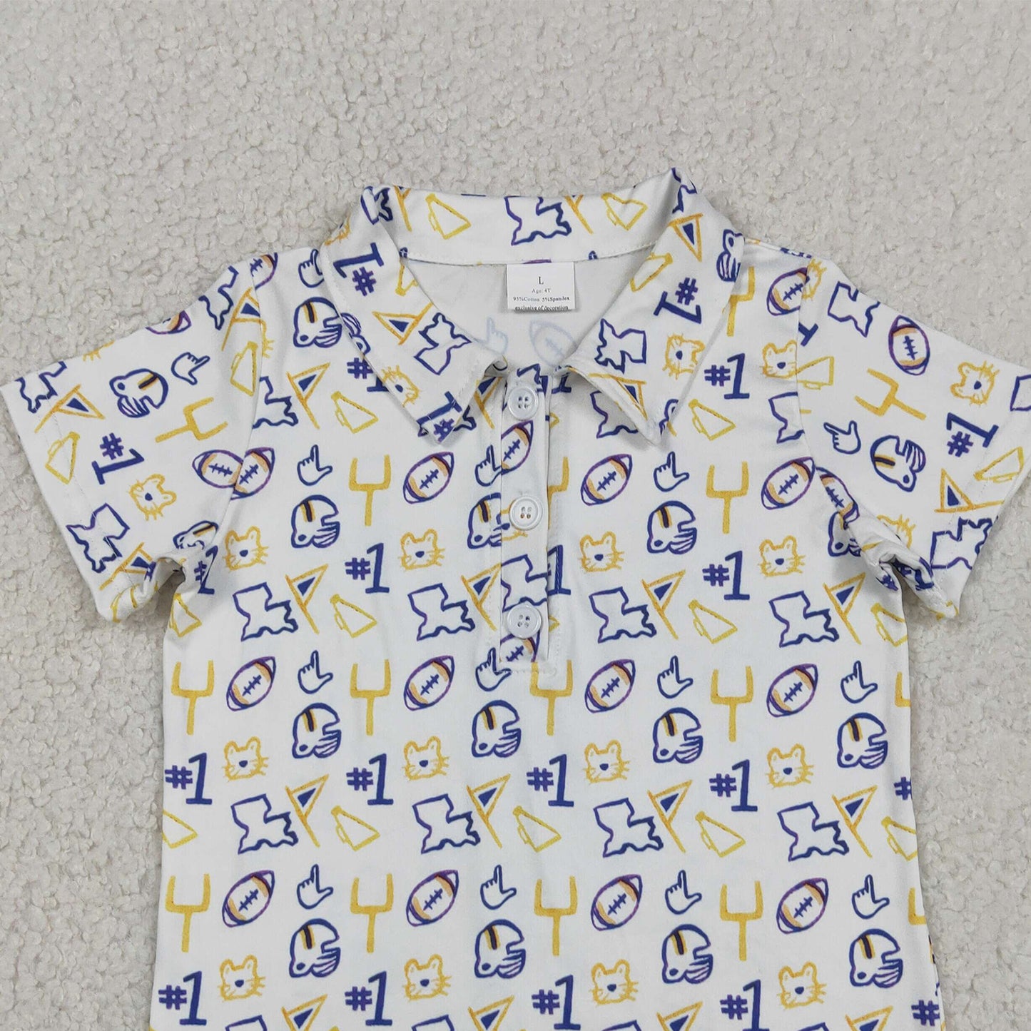 RTS NO MOQ milk silk BT1763 Baby Boys Footballs Team Short Sleeve Button Polo Shirts Top