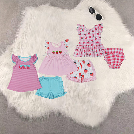 Sibling Baby Girls clothes strawberry Summer Sibling Sister Clothes Sets briefs sets