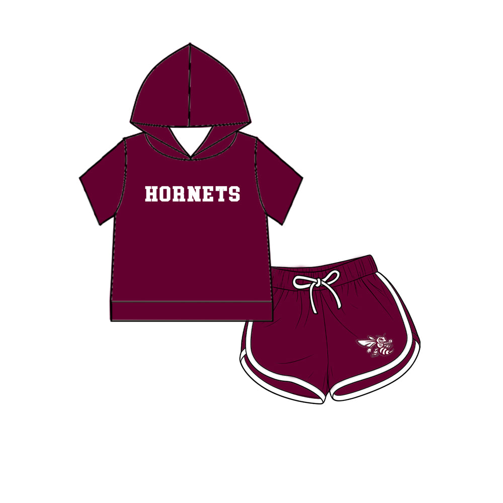 custom moq 5 mix size XY070401 Baby Kids Dark Red Top And Pants Casual Fashion Outfit Set