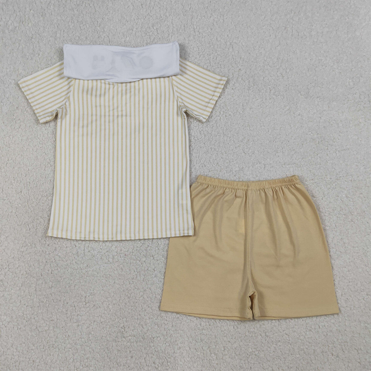 RTS NO MOQ BSSO1777 Embroidery Cross Baby Boys Top And Shorts Set Striped Baby Clothing Outfit Set for Boys