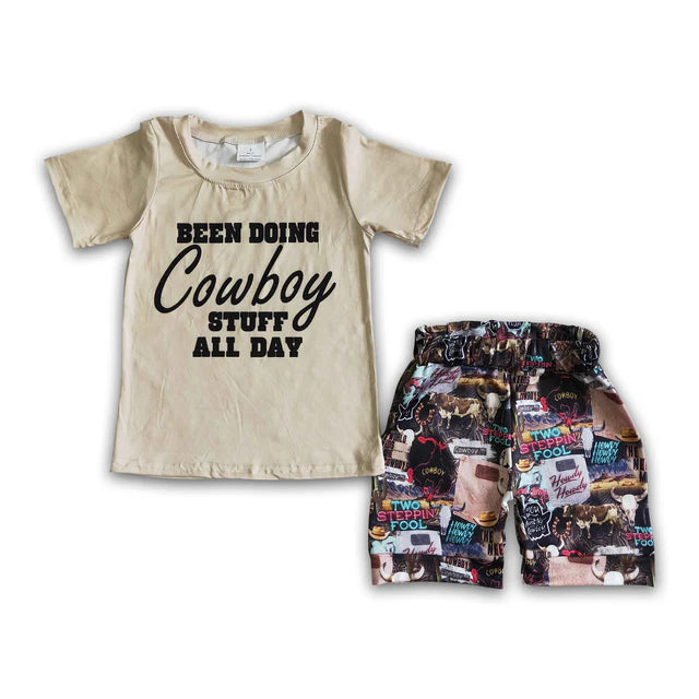 GSSO0017 Baby boys cowboy stuff shorts set