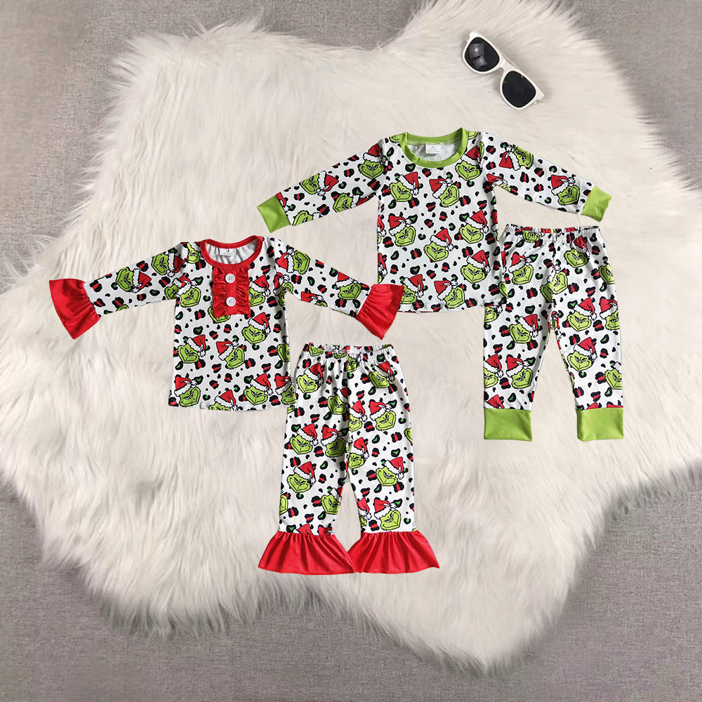 RTS NO MOQ Sibling baby girls boys clothes Christmas long-sleeved trousers suit
