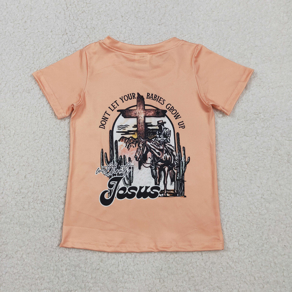 RTS NO MOQ BT1618 Baby Boys Short Sleeve Western T-shirt Cactus Horse Rodeos Top Fun Print Cotton Kids' Clothing for Boys