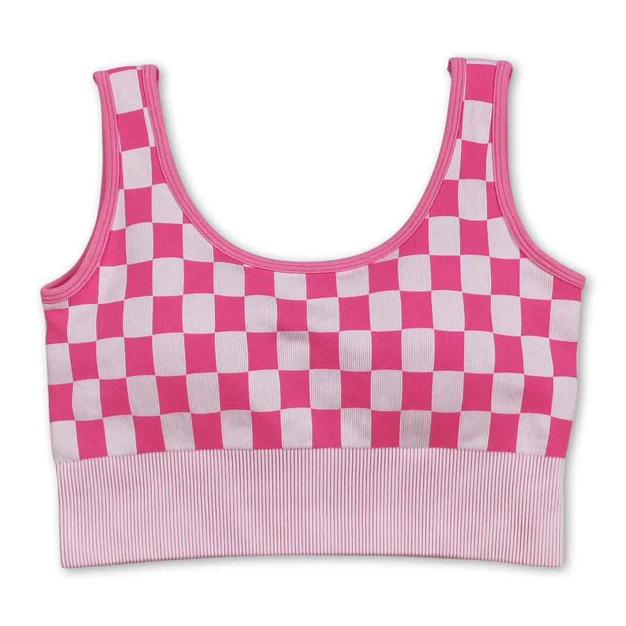 RTS NO MOQ Sibling Adult Women Camo Knitted Yoga Crop Bra Tops