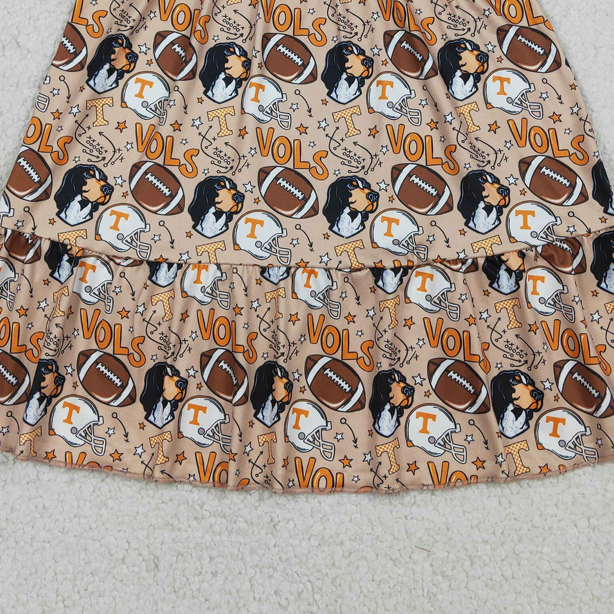 RTS NO MOQ GSD3703 Baby Girls Knee-Length Dress Football Team