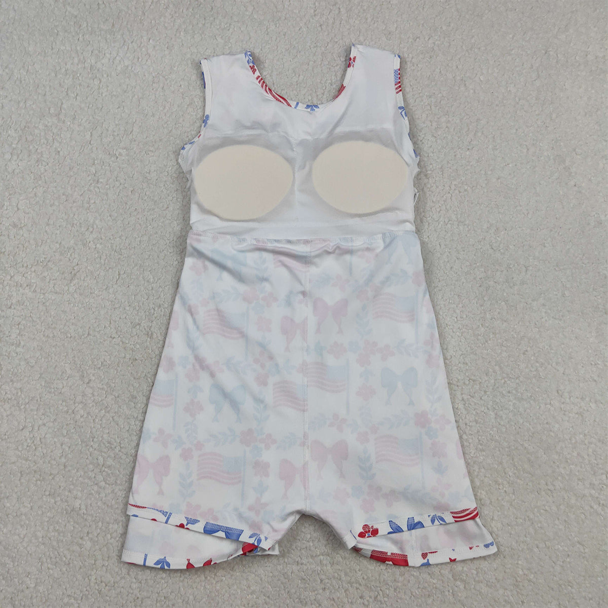 RTS NO MOQ GSD3500  Baby Girls 4th of July Yoga Active Shorts Knee Length Dress with Flower Flags Pattern