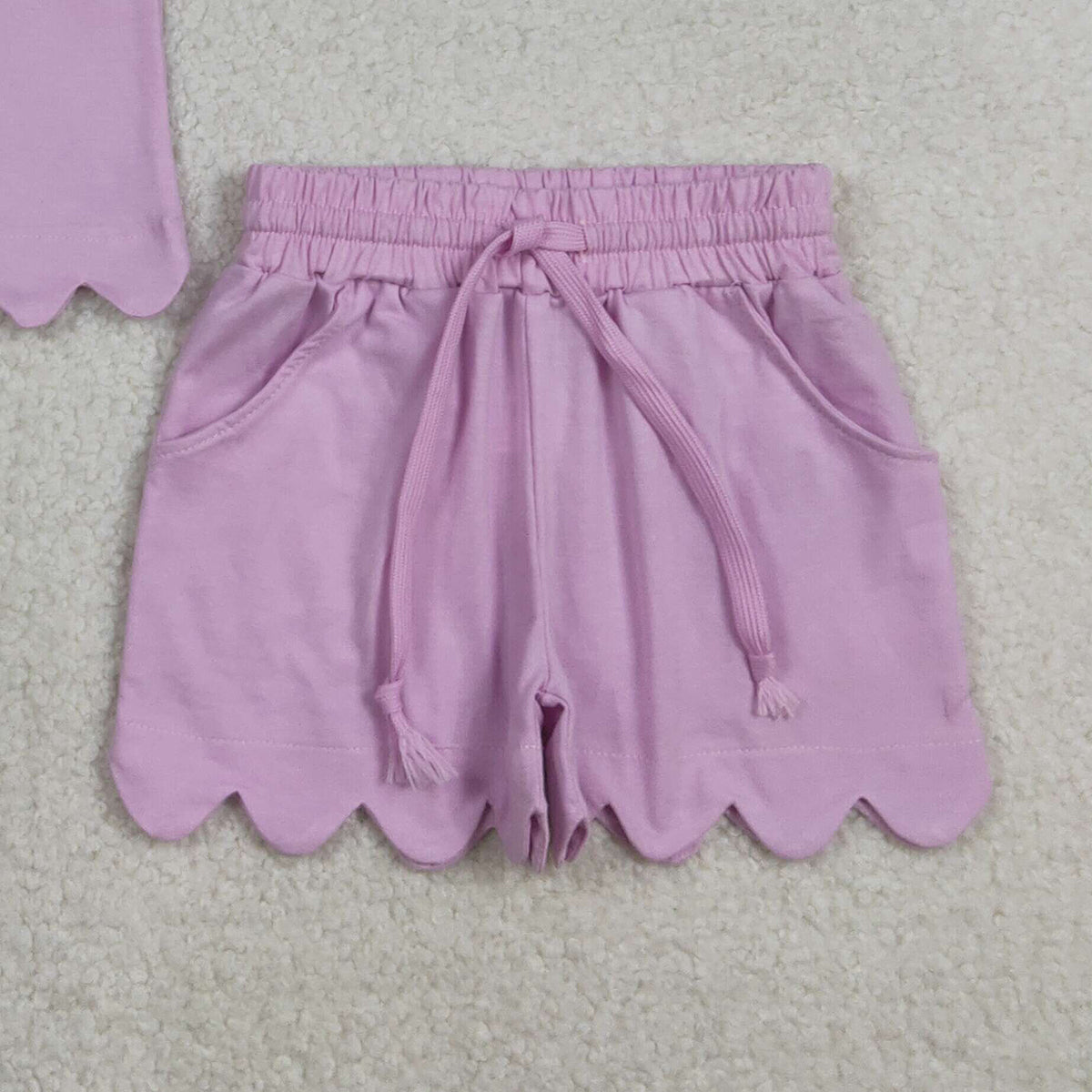 RTS NO MOQ GSSO3173 Lavender Baby Girls Short Sleeve Shirt Top with Shorts Cute Outfit Set