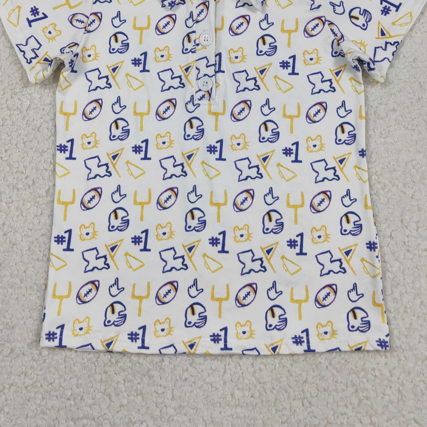 RTS NO MOQ milk silk BT1763 Baby Boys Footballs Team Short Sleeve Button Polo Shirts Top