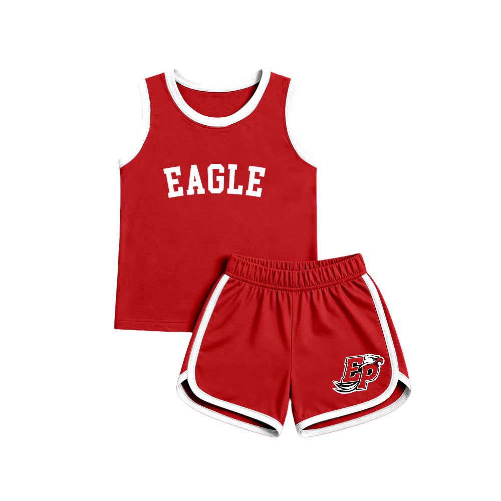 custom moq 5 mix size XY071602 Baby Kids Letter Printed Sleeveless Tank Top Elastic Waist Shorts Team Outfit
