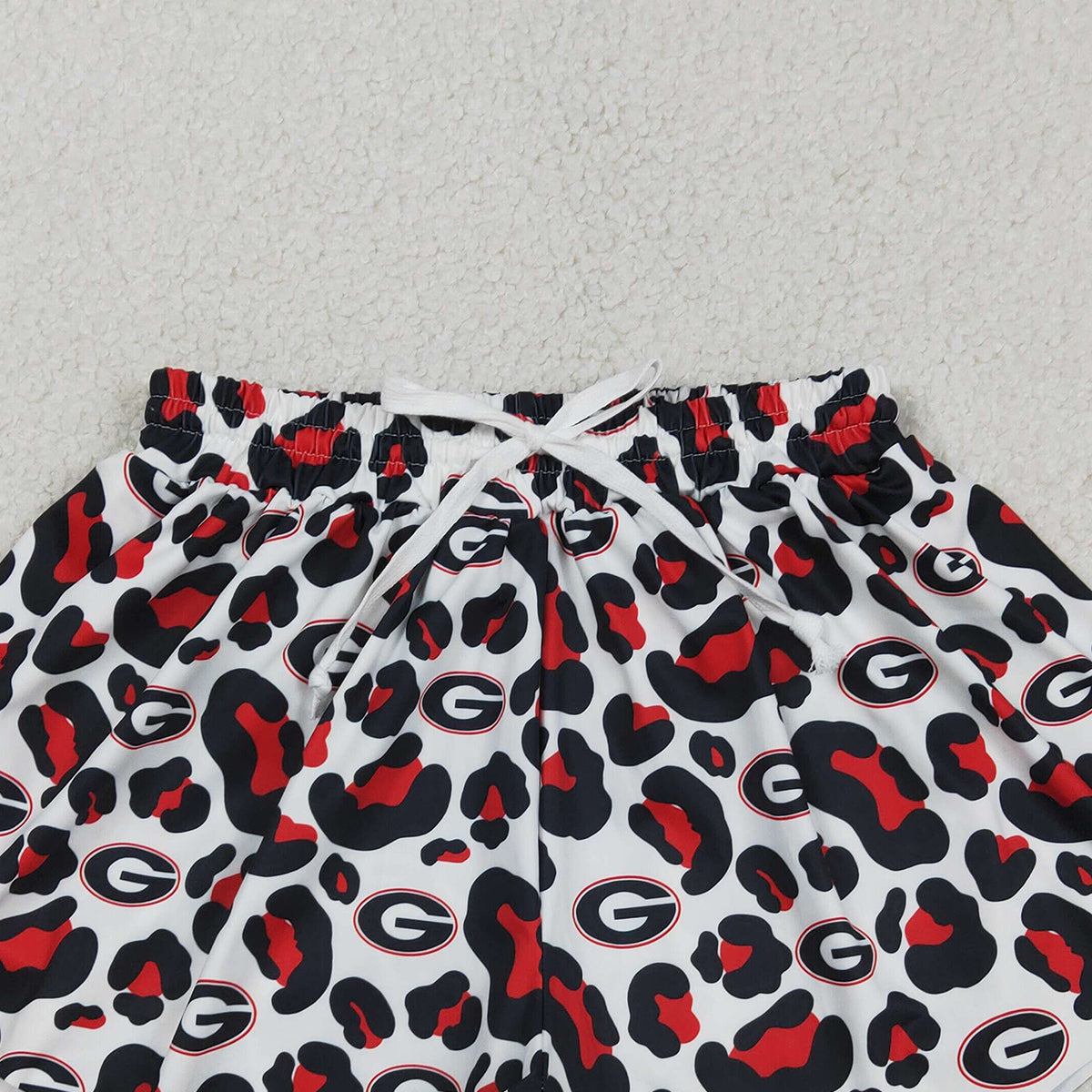 RTS NO MOQ SS0804 Adult Women's Black Red Leopard Print Team Yoga Active Ruffle Shorts Bottoms