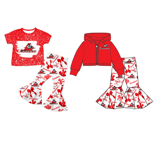 Custom moq 5 mix size milk silk summer teams baby girls clothes bow red short sleeve pants sets and hooded long sleeve pants sets-25.7.22