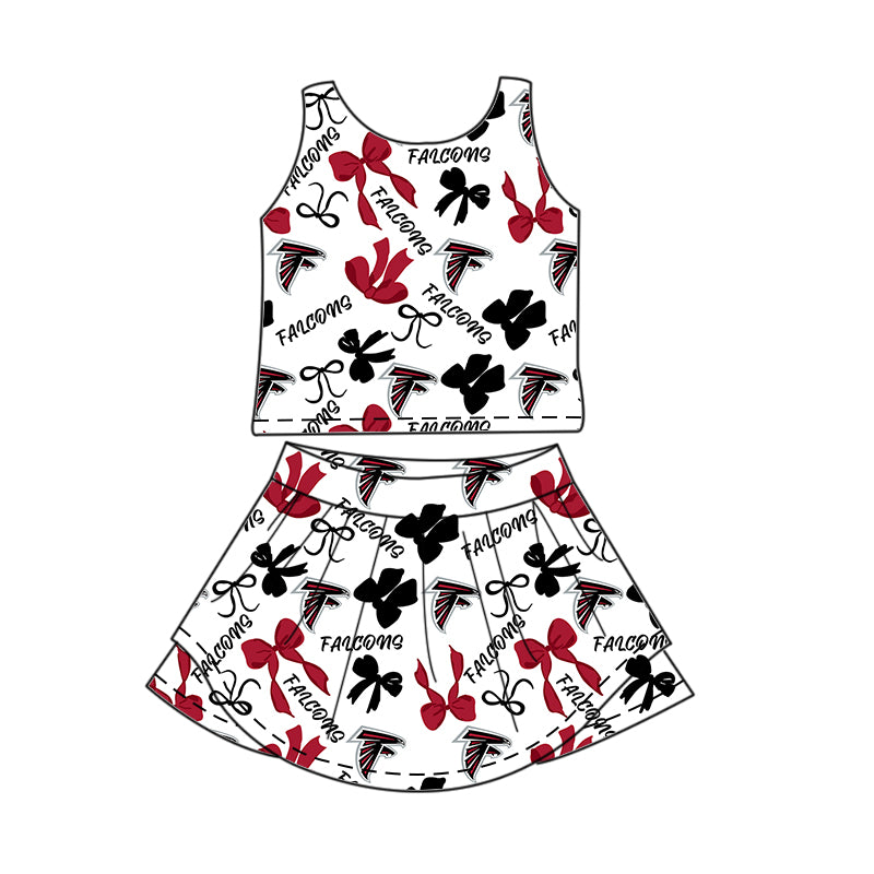 Custom moq 5 mix size milk silk summer teams Baby Girls Red Black Bow Vest Top Skirt Shorts Sets Sleeveless Knee Length Dresses Yoga Shorts Yoga Active Outfit