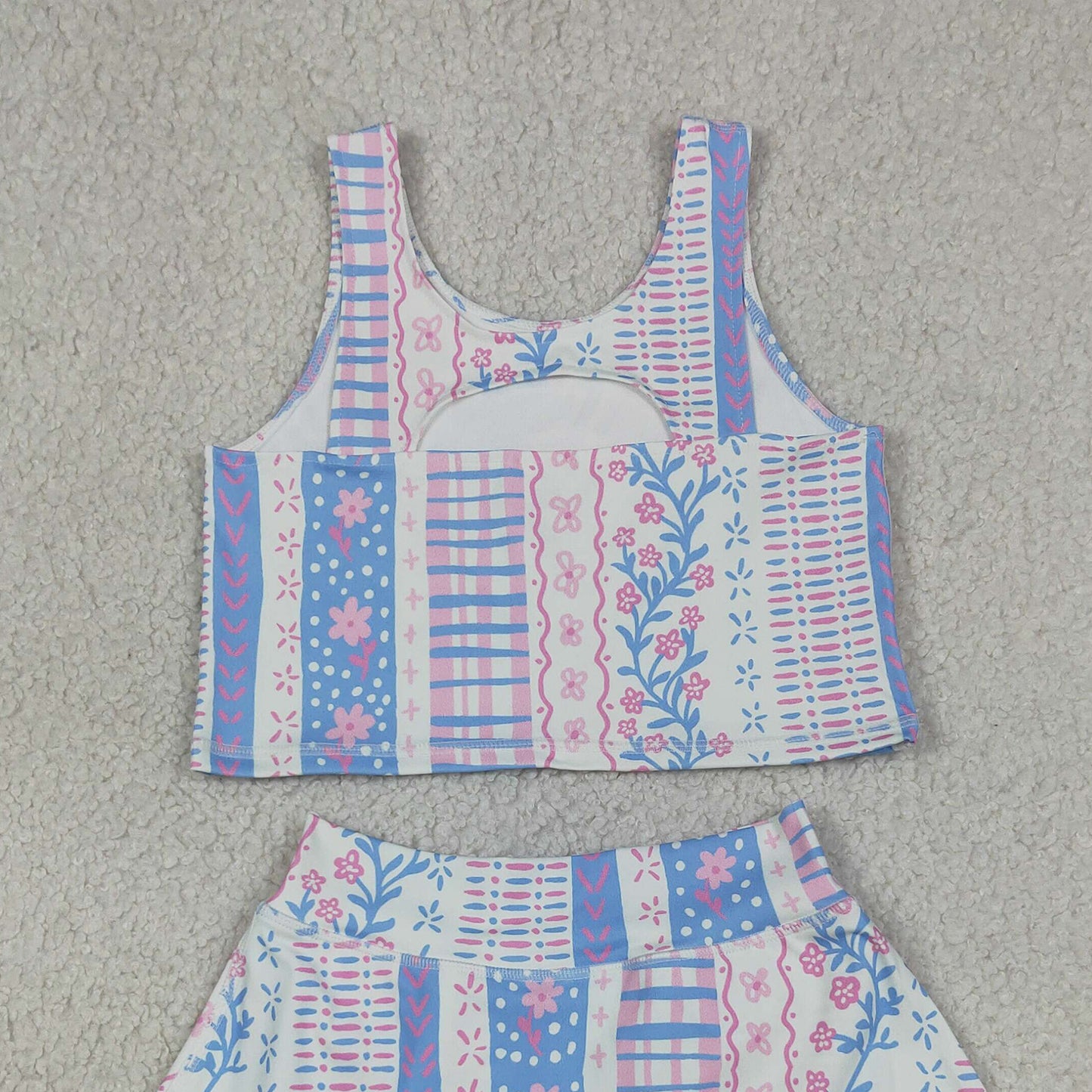 RTS NO MOQ yoga fabric GSD1995 Baby Girls Floral Active Wear Top Skort Active Clothes Sets