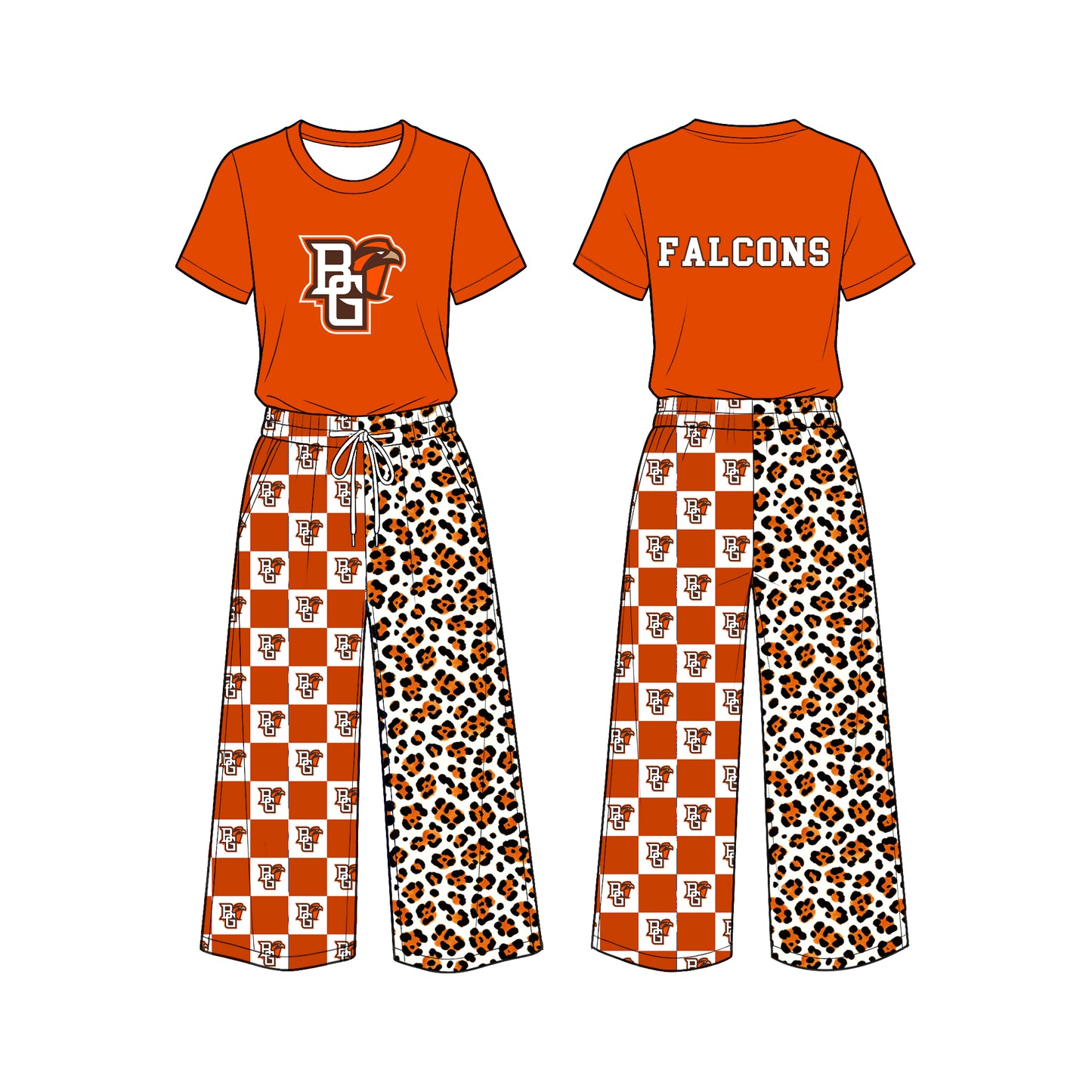 custom moq 5 mix size XY073002 Baby Girls Short Sleeve Top Checked Leopard Patchwork Pants Casual Team Outfit