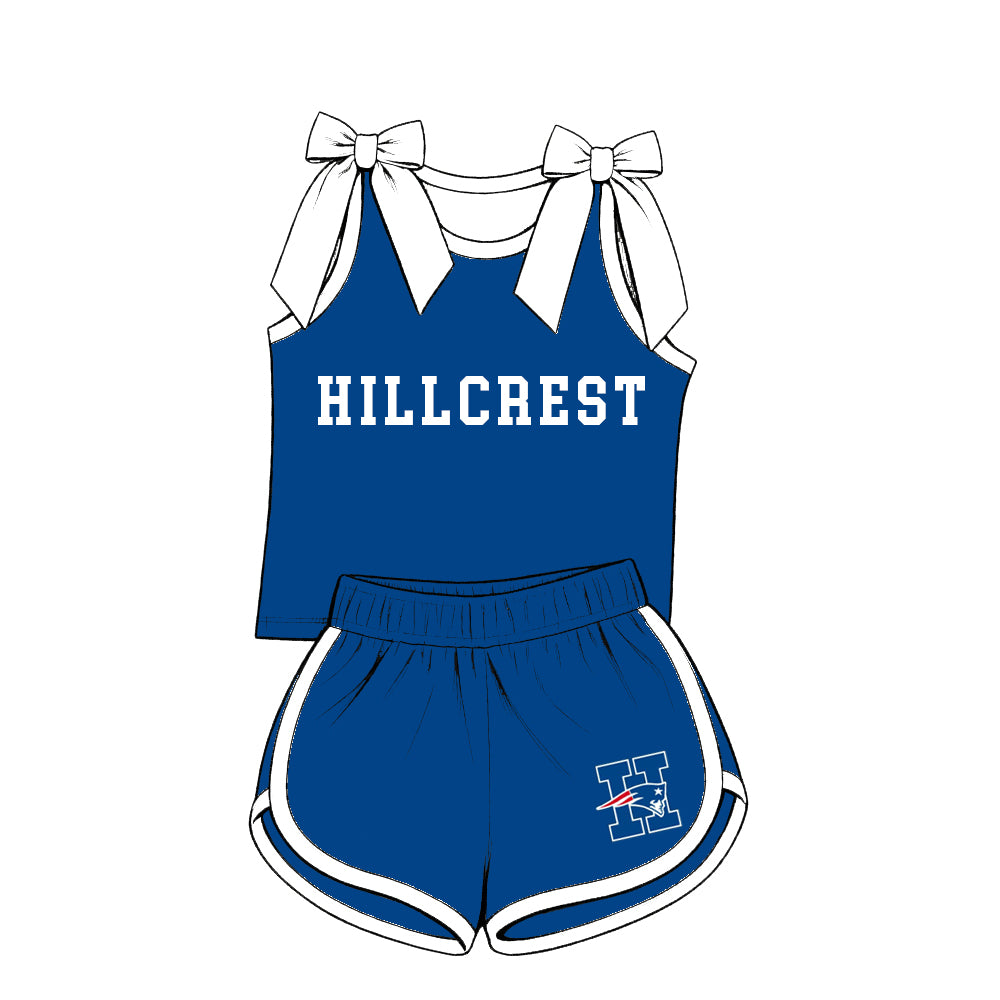 custom moq 5 mix size  XY072202 Baby Girls Solid Color Bow Sleeveless Letter Printed Top Shorts Summer Team Clothes Set