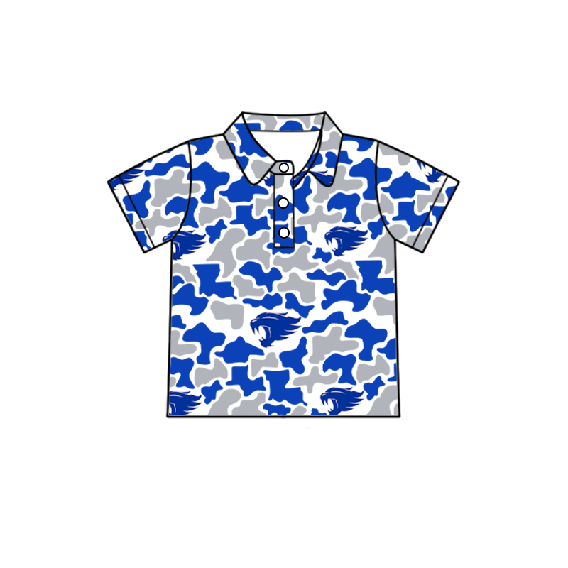 custom moq 5 mix size XY062602 Baby Boys Camo Short Sleeve Button Down Crew Collar Polo Shirt