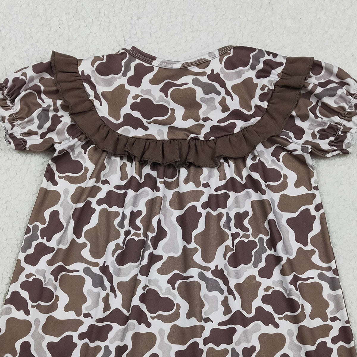 RTS NO MOQ GSD3526 Baby Girls' Southern Brown Camo Ruffle Knee-Length Dress Embroidered 'Daddy's Girl' Girls Fashion Clothing