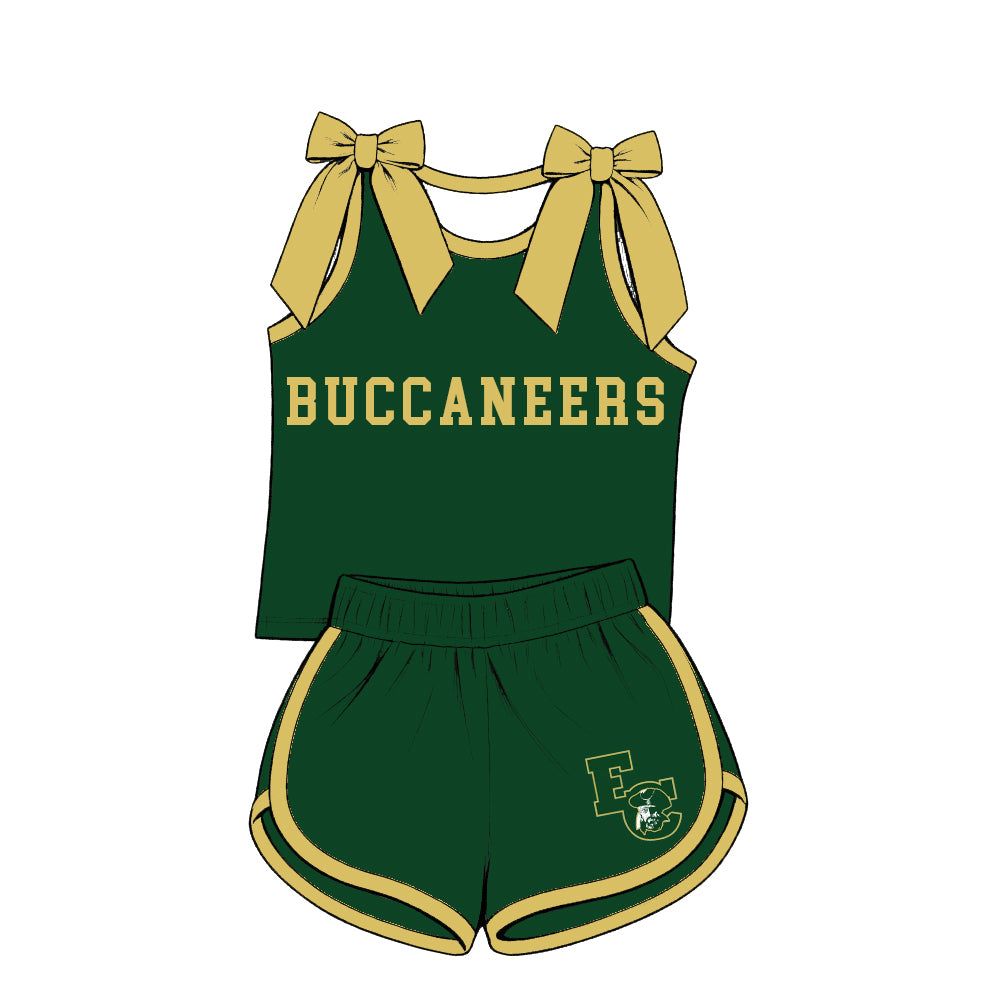 custom moq 5 mix size  XY072202 Baby Girls Solid Color Bow Sleeveless Letter Printed Top Shorts Summer Team Clothes Set