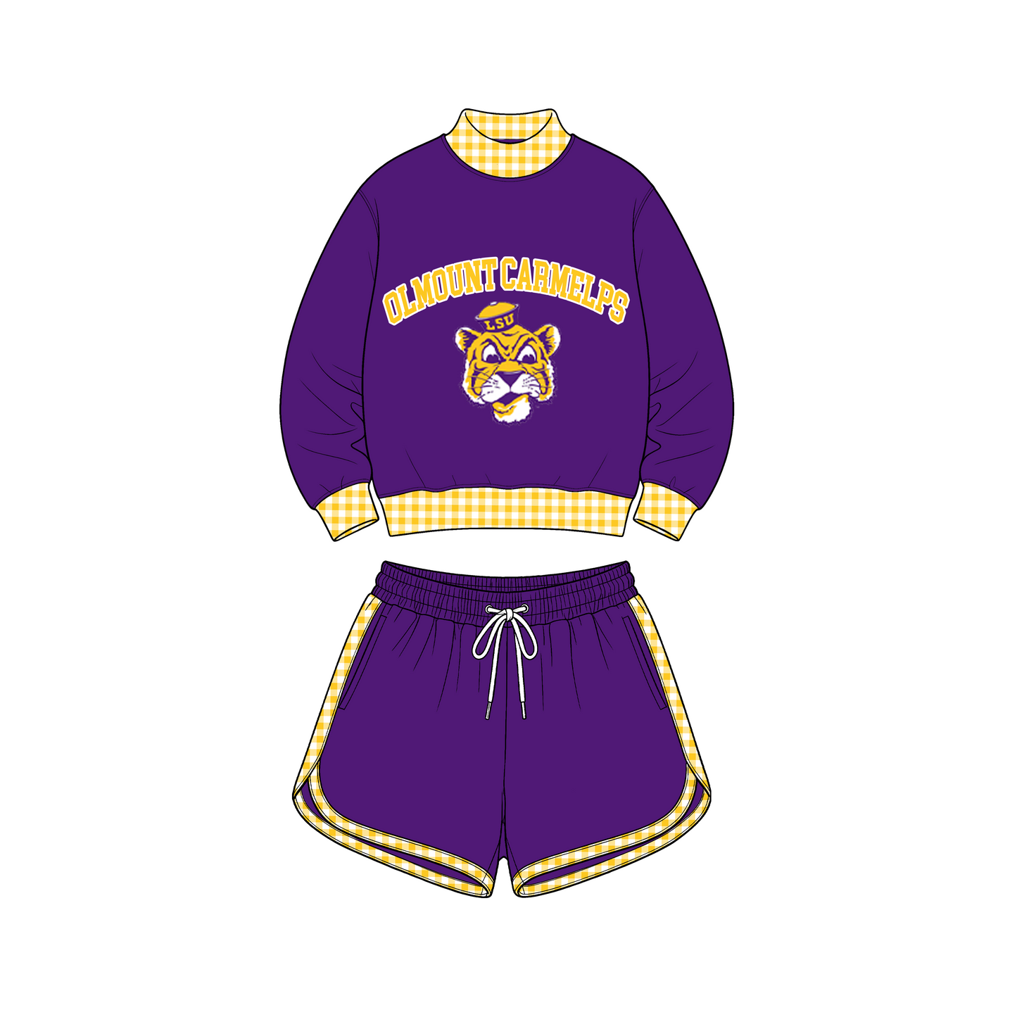 custom moq 5 mix size XY072902 Baby Kids Letter Print Checked Long Sleeve Top Shorts Casual Team Outfit