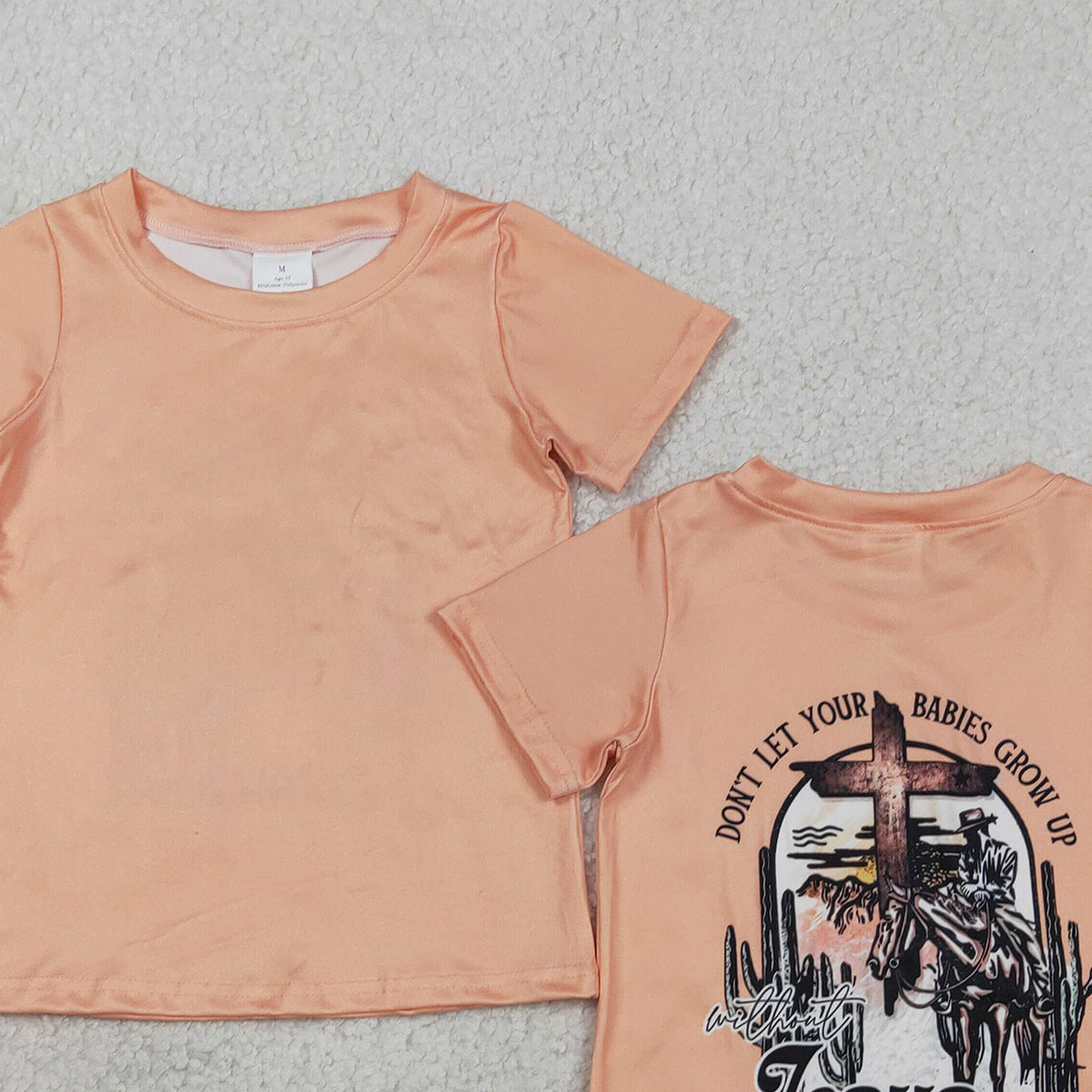 RTS NO MOQ BT1618 Baby Boys Short Sleeve Western T-shirt Cactus Horse Rodeos Top Fun Print Cotton Kids' Clothing for Boys