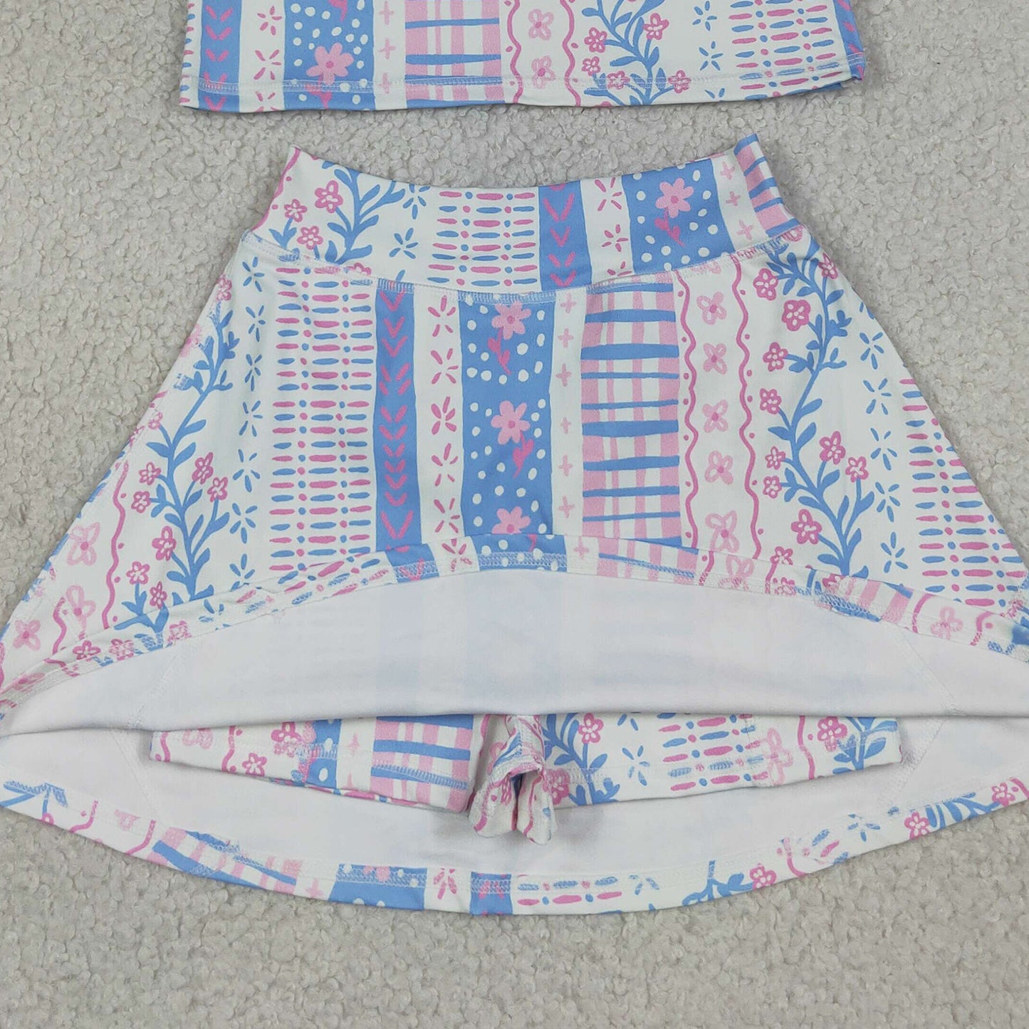 RTS NO MOQ yoga fabric GSD1995 Baby Girls Floral Active Wear Top Skort Active Clothes Sets