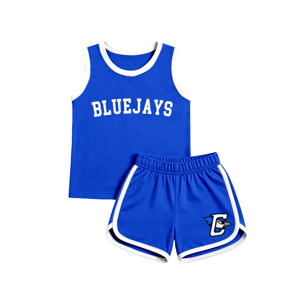 custom moq 5 mix size XY071602 Baby Kids Letter Printed Sleeveless Tank Top Elastic Waist Shorts Team Outfit