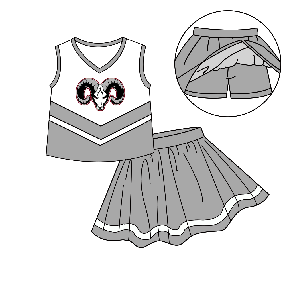custom moq 5 mix size XY063002 Baby Girls Stripe Trim Vest Skort Daily Team Set