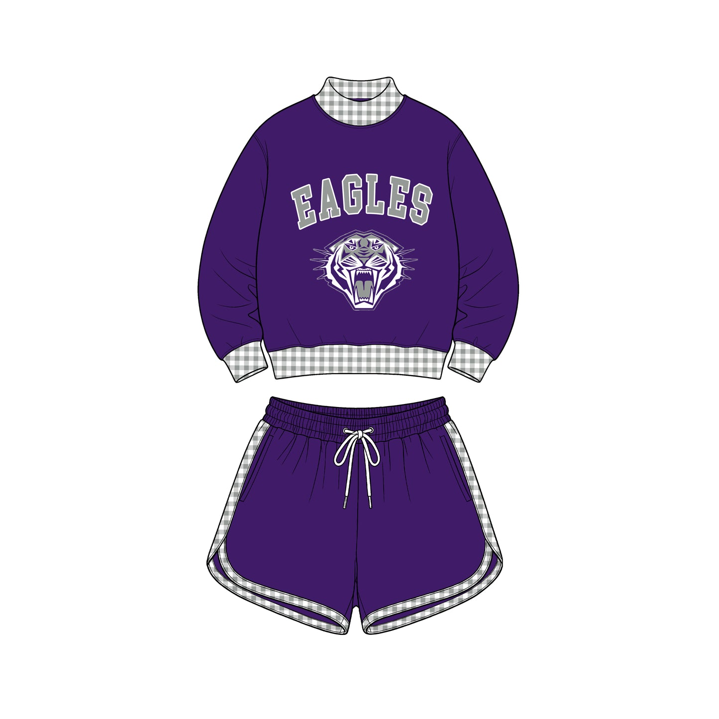 custom moq 5 mix size XY072403 Baby Kids Letter Print Checked Long Sleeve Top Shorts Casual Team Daily Outfit