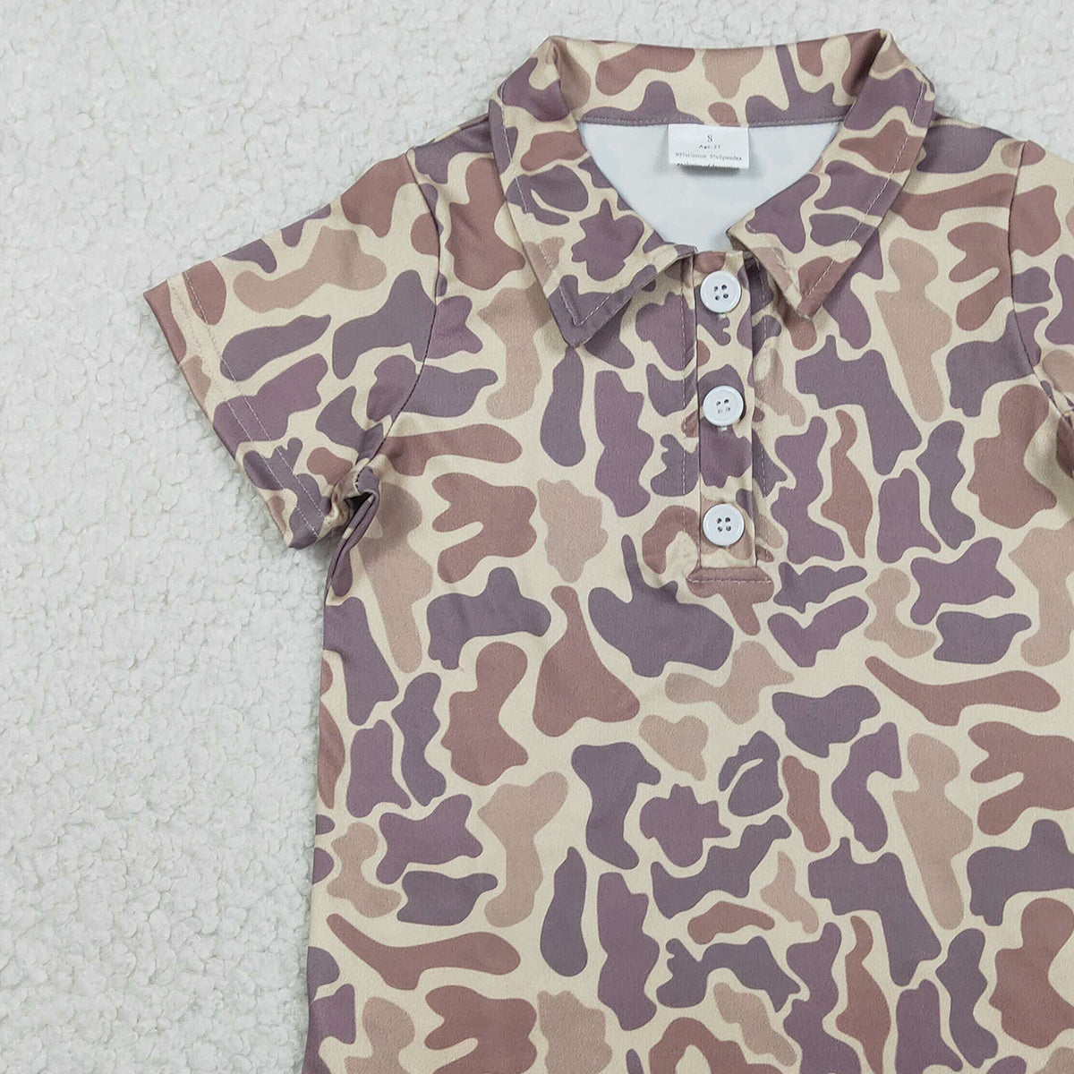RTS NO MOQ BT1701  Baby Boys Southern Khaki Camo Short Sleeve Button Polo Shirts Top Casual Fashion Babywear