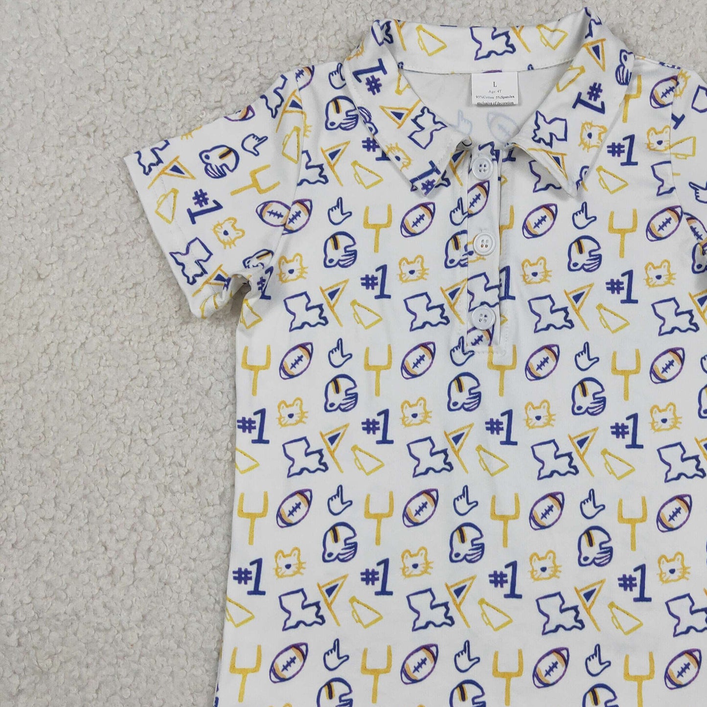 RTS NO MOQ milk silk BT1763 Baby Boys Footballs Team Short Sleeve Button Polo Shirts Top