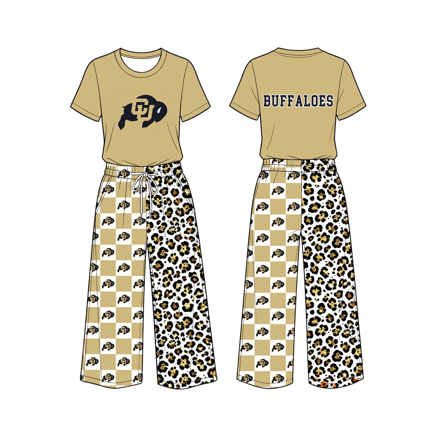 custom moq 5 mix size XY073002 Baby Girls Short Sleeve Top Checked Leopard Patchwork Pants Casual Team Outfit