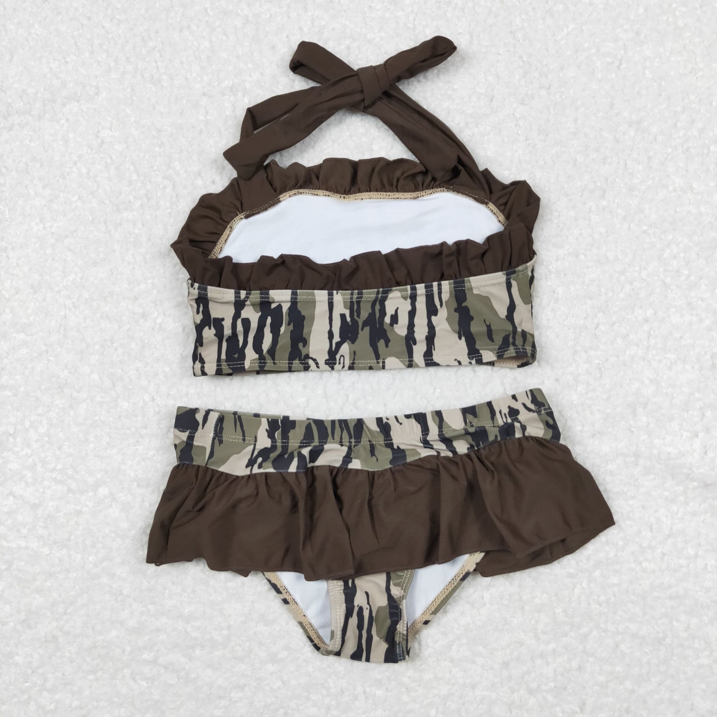 RTS NO MOQ baby girl clothes Camouflage Short Skirt Set & Swimsuit