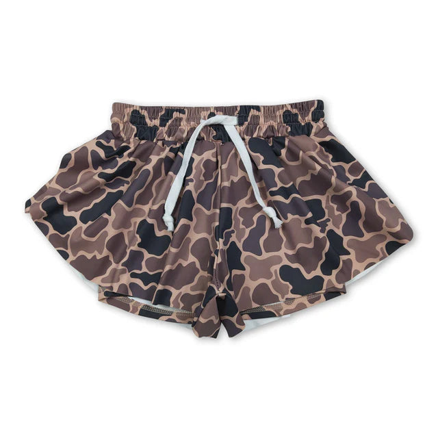 RTS NO MOQ Sibling Baby Girls Yoga Active Team Ruffle Shorts Bottom