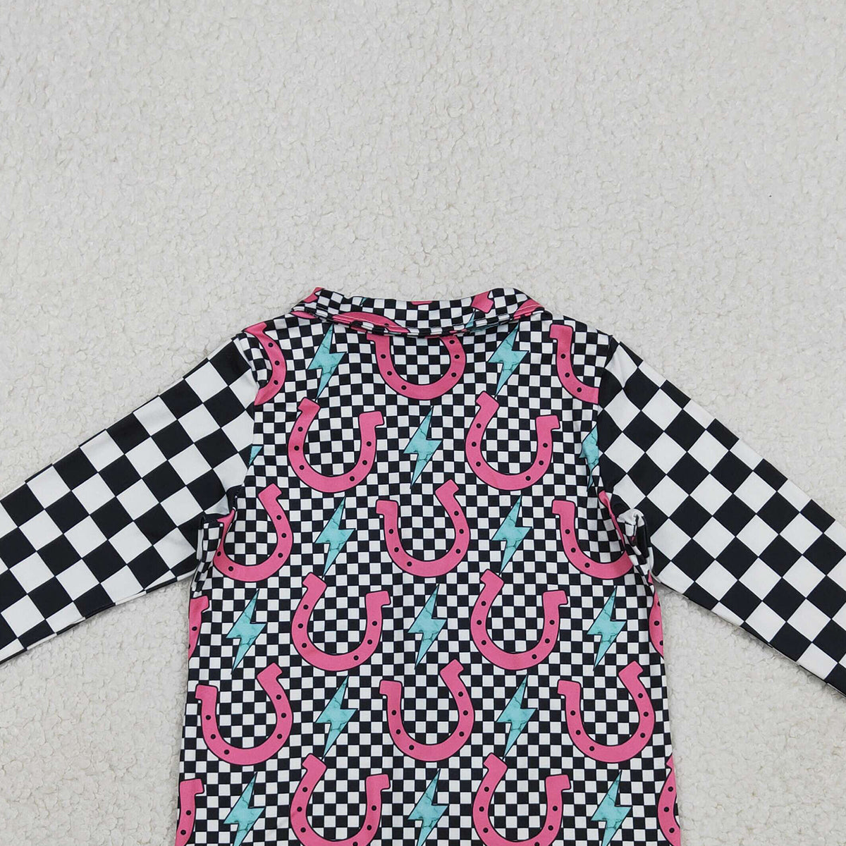 RTS NO MOQ GT1509 Baby Girls Western Button Shirts Top with Lightnings Black  Baby Outfit