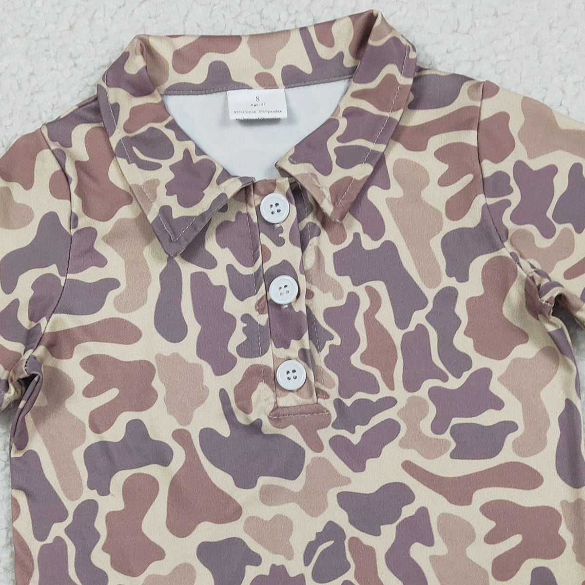 RTS NO MOQ BT1701  Baby Boys Southern Khaki Camo Short Sleeve Button Polo Shirts Top Casual Fashion Babywear