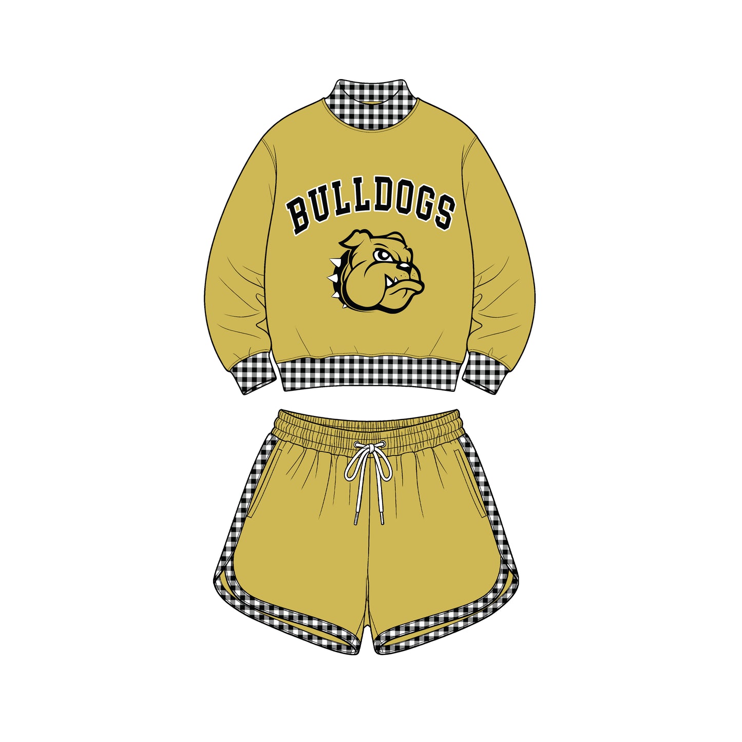 custom moq 5 mix size  XY072302 Baby Kids Letter Print Checked Long Sleeve Top Shorts Casual Team Outfit