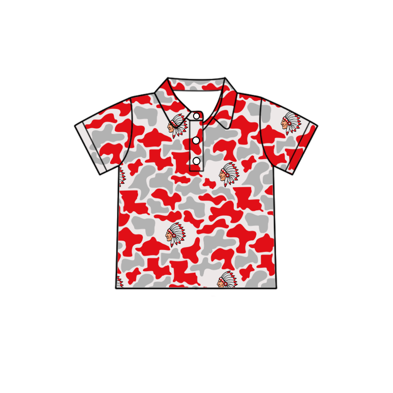 custom moq 5 mix size XY062702 Baby Boys Camouflage Print Short Sleeve Button Down Collared Polo Shirt Top