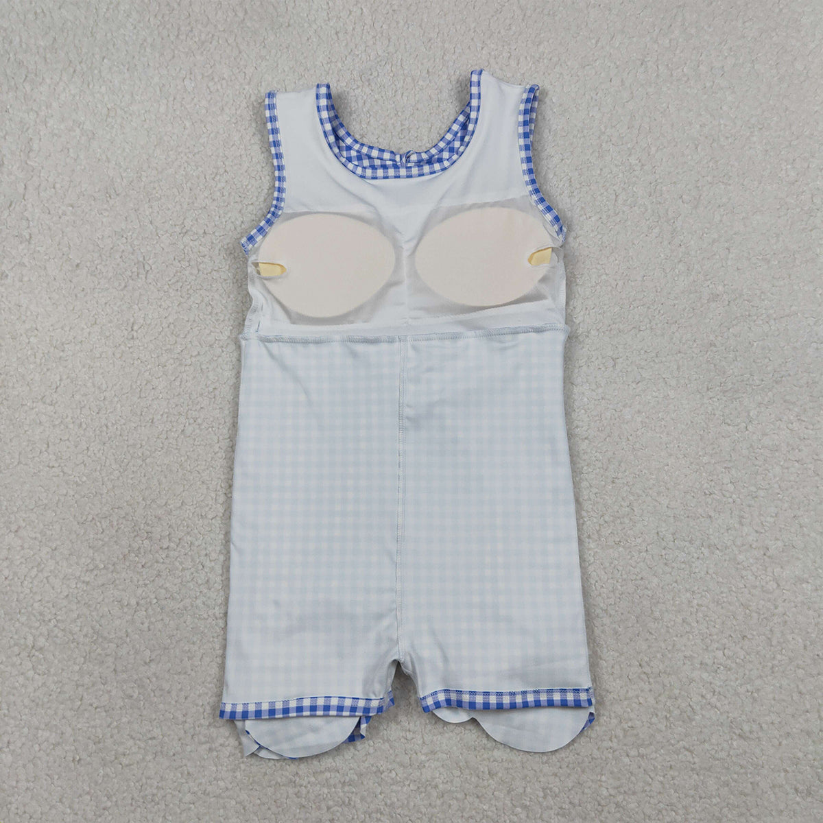 RTS NO MOQ GSD3427 Baby Girls Blue Checked Scallop Shorts Knee Length Dresses Active Yoga Casual Outfit for Toddlers