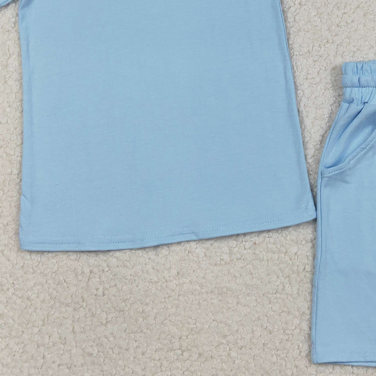 RTS NO MOQ BSSO1887 Baby Boys Blue Short Sleeve Shirt with Pockets Matching Shorts Outfit Set Clothes