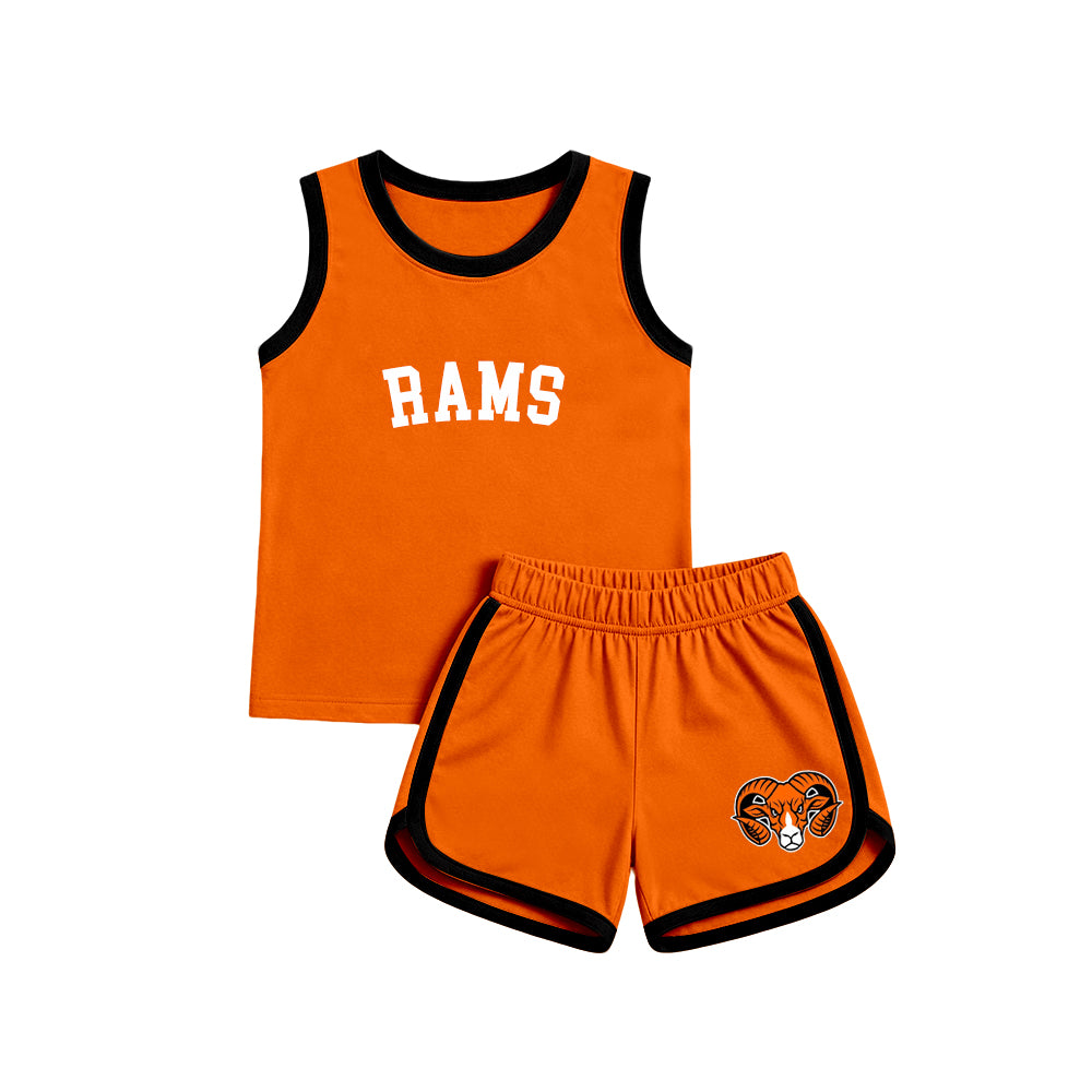 custom moq 5 mix size XY071602 Baby Kids Letter Printed Sleeveless Tank Top Elastic Waist Shorts Team Outfit