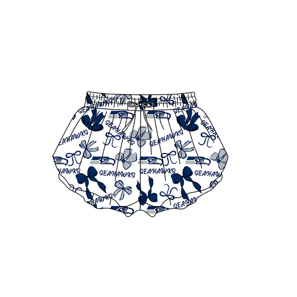 Custom moq 5 mix size milk silk summer teams Baby Girls Navy Blue Bow Vest Top Skirt Shorts Sets Sleeveless Knee Length Dresses Yoga Shorts Active Outfit
