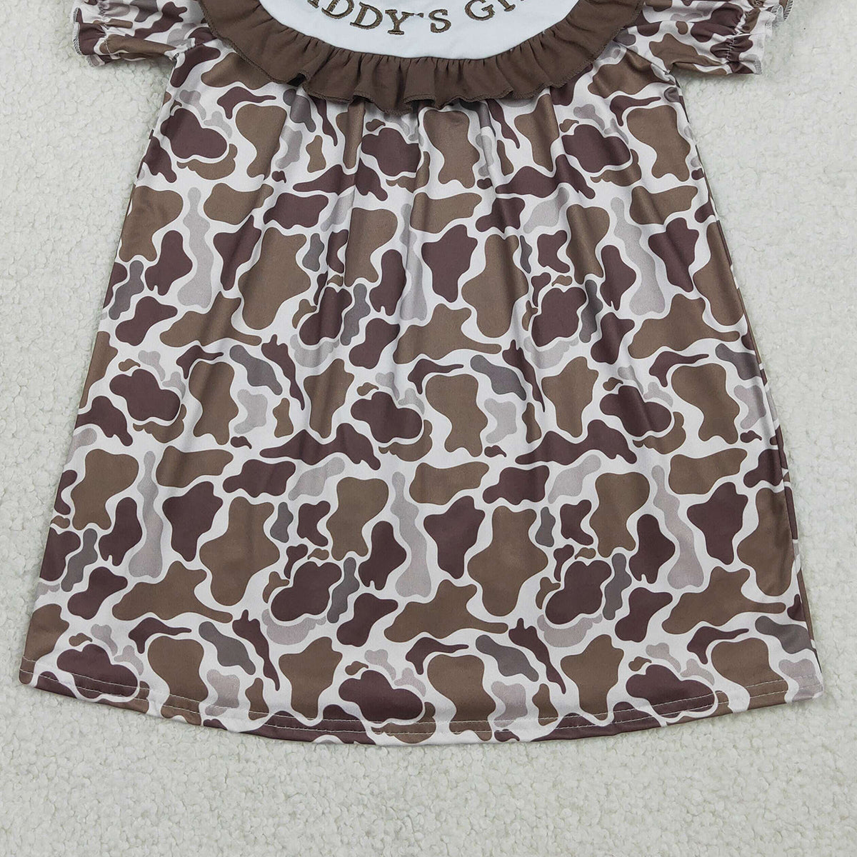 RTS NO MOQ GSD3526 Baby Girls' Southern Brown Camo Ruffle Knee-Length Dress Embroidered 'Daddy's Girl' Girls Fashion Clothing