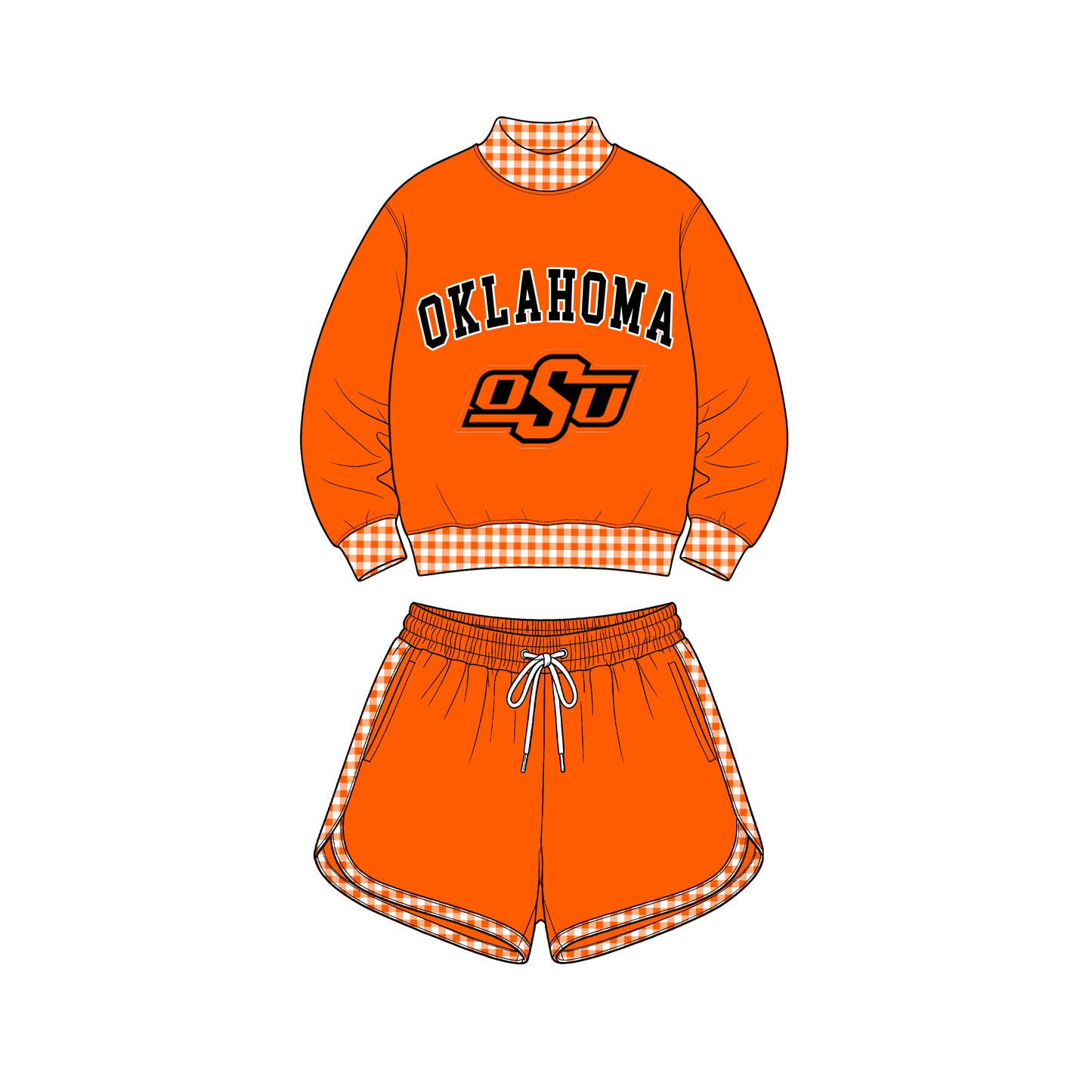 custom moq 5 mix size XY072403 Baby Kids Letter Print Checked Long Sleeve Top Shorts Casual Team Daily Outfit