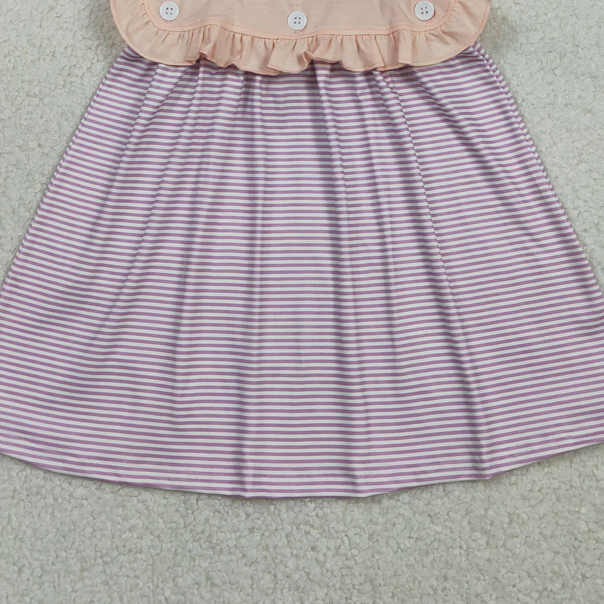 RTS NO MOQ GSD3559 Baby Girls Sleeveless Lavender Stripe Dress with Buttons Knee-Length Casual Summer Dress for Infants
